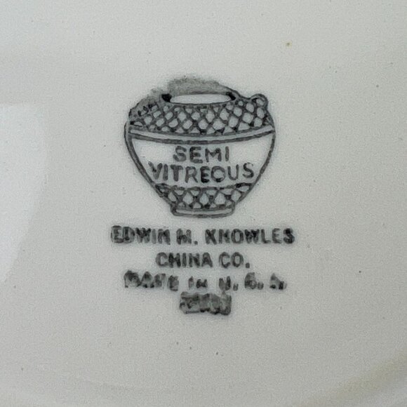 Edwin M. Knowles Semi Vitreous China 5 Salad Plates Floral Center Gold Trim 7.5" - Picture 8 of 9